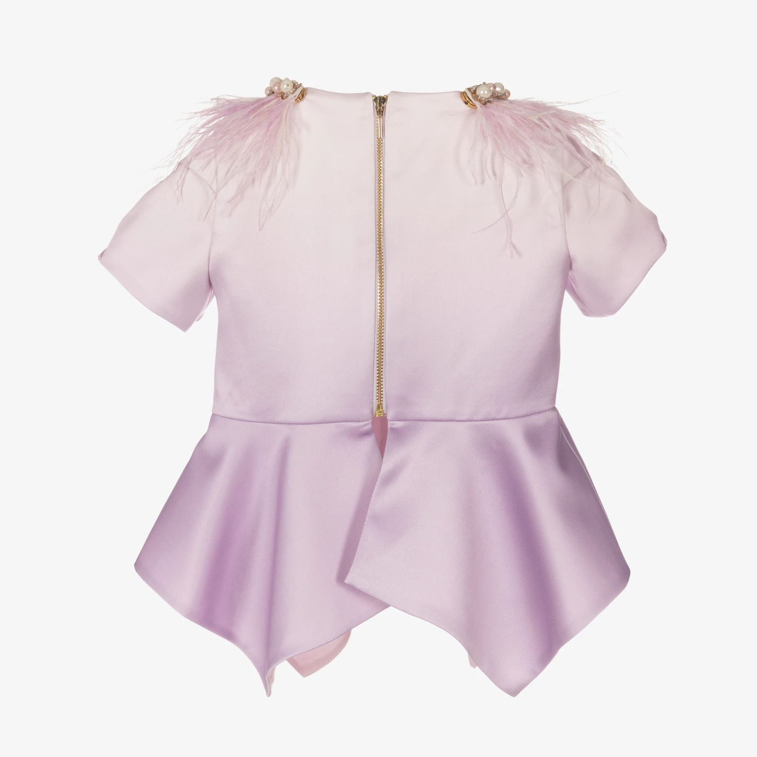 Junona Girls Purple Satin Peplum Top 2 Junona Girls Purple Satin Peplum Top - Image 2