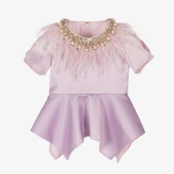 Junona Girls Purple Satin Peplum Top