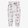 Junona Girls White & Lilac Floral Cotton Trousers