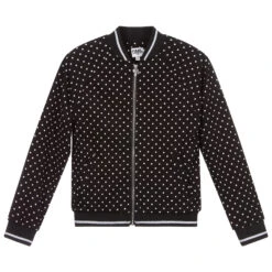 KARL LAGERFELD KIDS Black & Silver Zip-Up Top