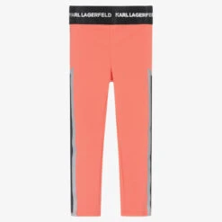 KARL LAGERFELD KIDS Girls Orange Jersey Logo Leggings