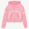 KARL LAGERFELD KIDS Girls Pink Logo Zip-Up Hoodie