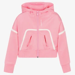 KARL LAGERFELD KIDS Girls Pink Logo Zip-Up Hoodie