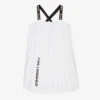 KARL LAGERFELD KIDS Girls White Pleated Logo Dress