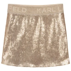 KARL LAGERFELD KIDS Gold Sequin Mini Skirt