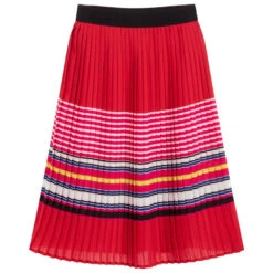 KARL LAGERFELD KIDS Red Pleated Crêpe Skirt