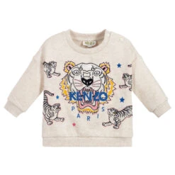 KENZO KIDS Beige Cotton Tiger Sweatshirt