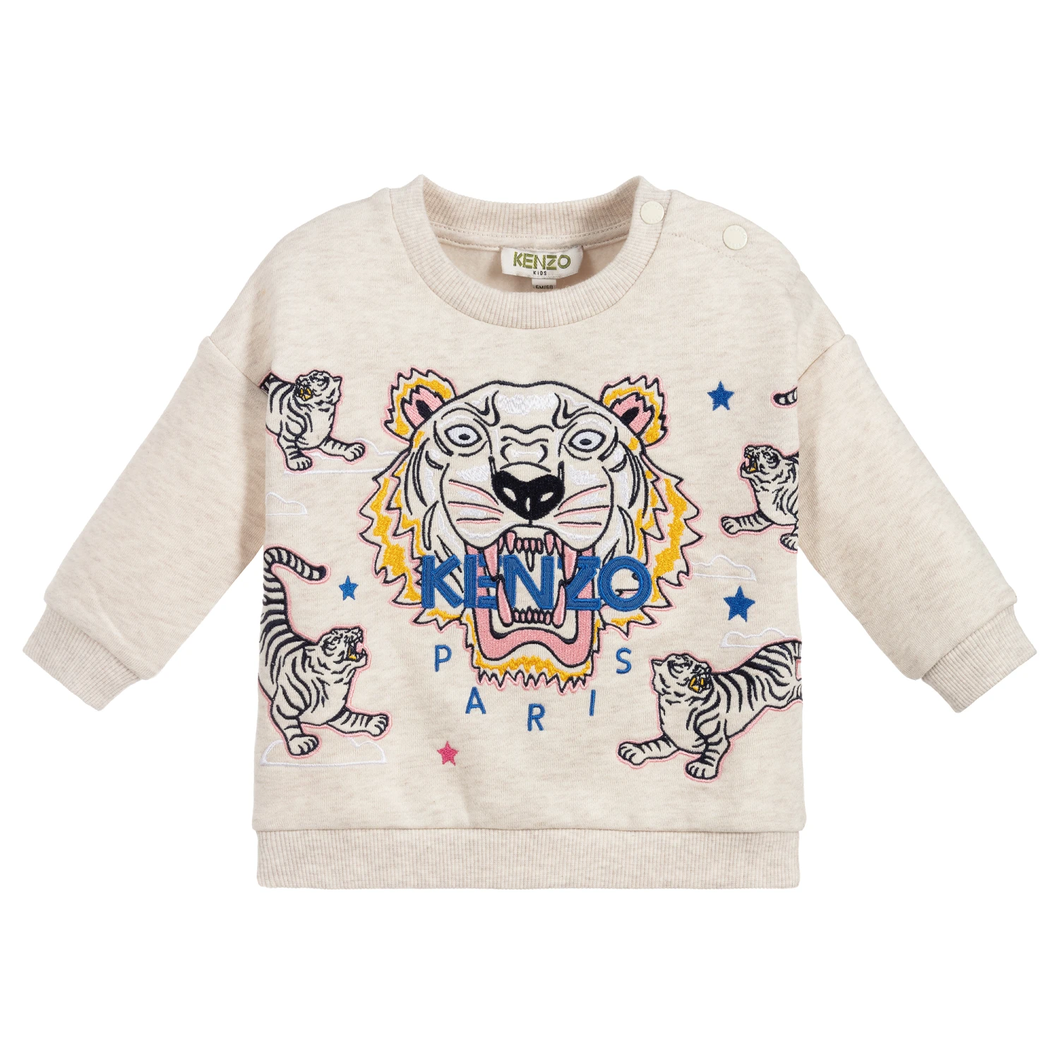KENZO KIDS Beige Cotton Tiger Sweatshirt 1 KENZO KIDS Beige Cotton Tiger Sweatshirt