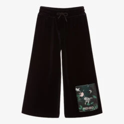 KENZO KIDS Black Velour Jungle Trousers