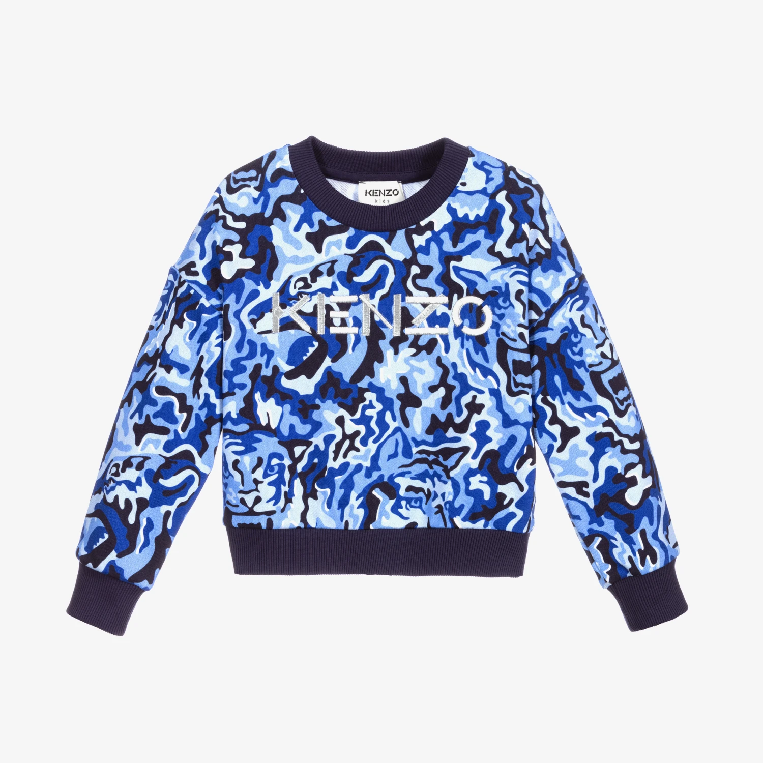 KENZO KIDS Girls Blue Camo Sweatshirt 1 KENZO KIDS Girls Blue Camo Sweatshirt