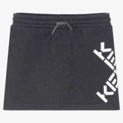 KENZO KIDS Girls Grey Cotton Logo Skirt