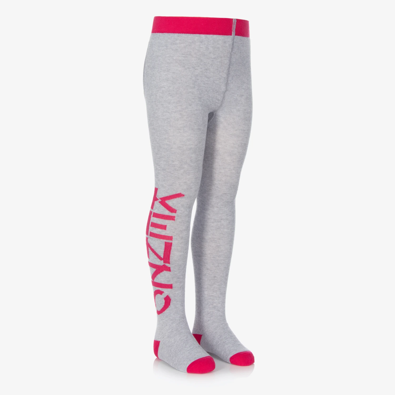 KENZO KIDS Girls Grey Cotton Logo Tights 3 KENZO KIDS Girls Grey Cotton Logo Tights - Image 3