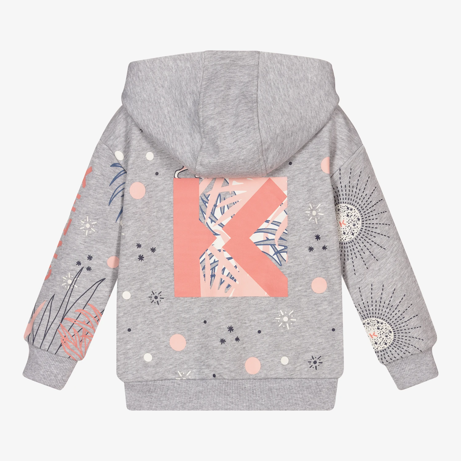 KENZO KIDS Girls Grey Cotton Zip-Up Top 2 KENZO KIDS Girls Grey Cotton Zip-Up Top - Image 2