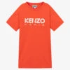 KENZO KIDS Girls Orange Cotton Logo Dress