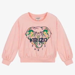 KENZO KIDS Girls Pink Cotton Elephant Sweatshirt