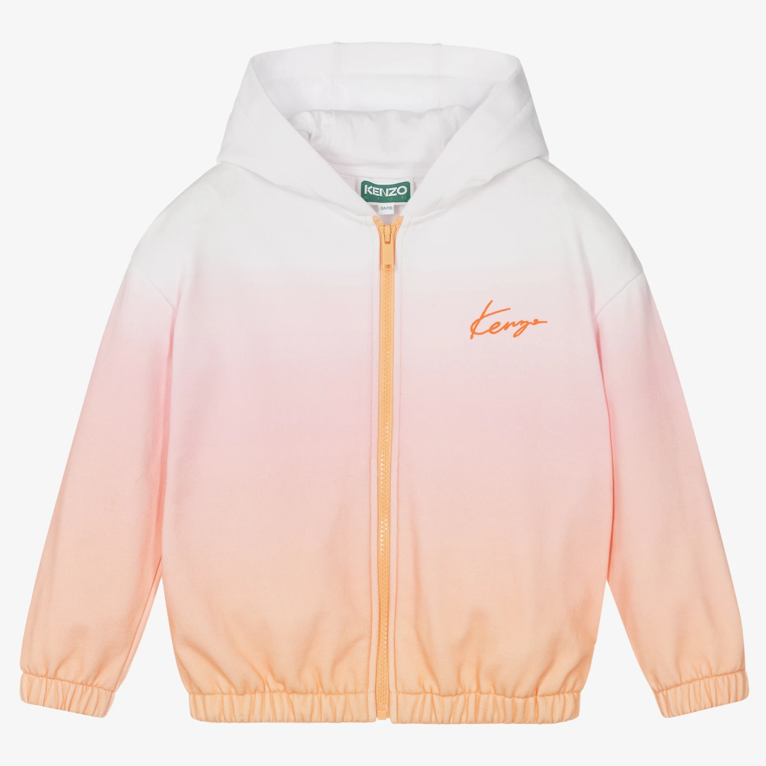 KENZO KIDS Girls Pink Cotton Logo Zip-Up Hoodie 1 KENZO KIDS Girls Pink Cotton Logo Zip-Up Hoodie