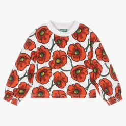 KENZO KIDS Girls Red Cotton Poppy Logo Sweatshirt