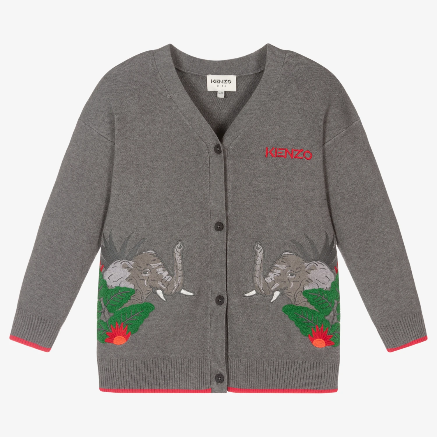 KENZO KIDS Grey Elephant Knit Cardigan 1 KENZO KIDS Grey Elephant Knit Cardigan