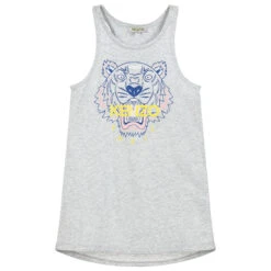 KENZO KIDS Grey TIGER Cotton Jersey Dress