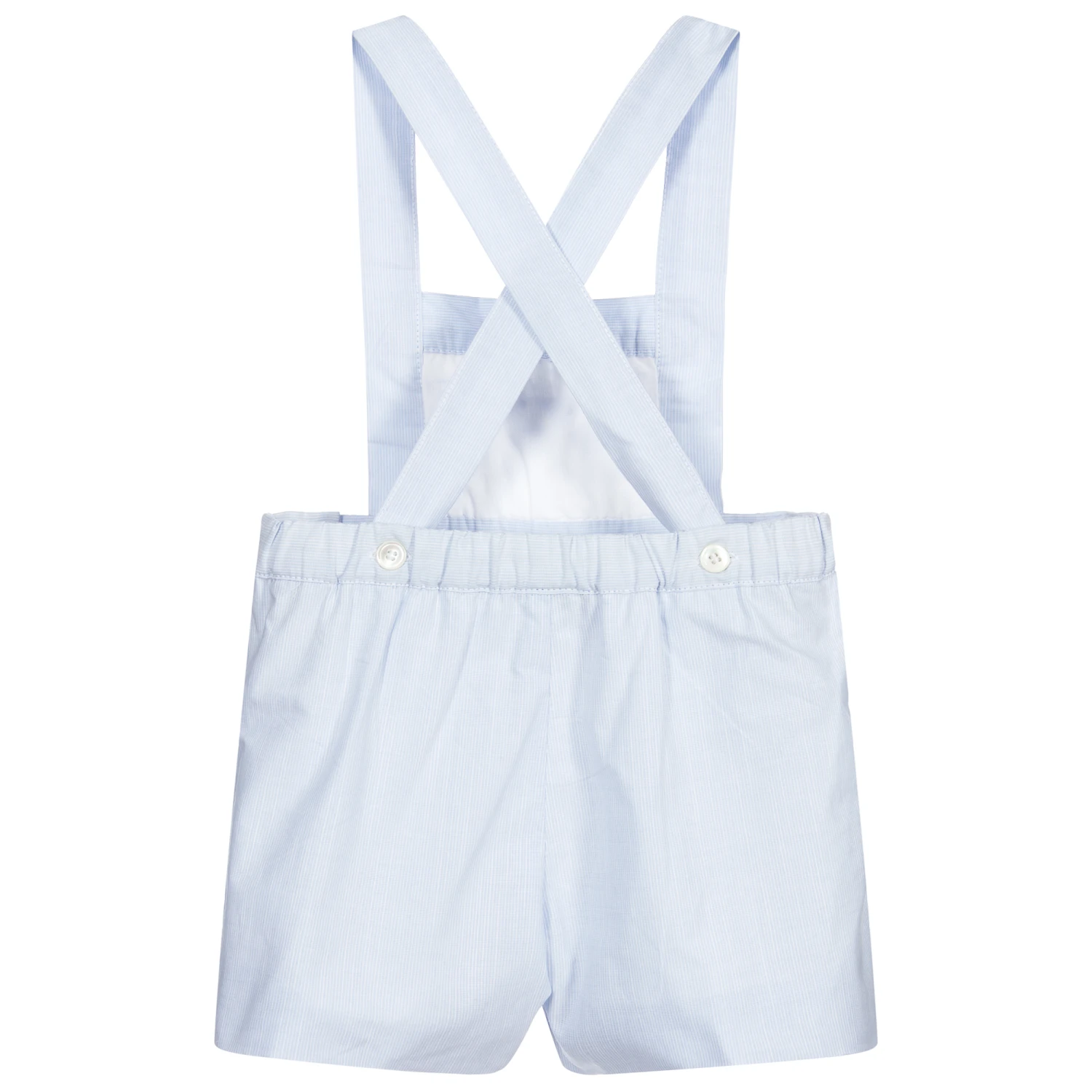 Kidiwi Blue Cotton Smocked Dungarees 2 Kidiwi Blue Cotton Smocked Dungarees - Image 2