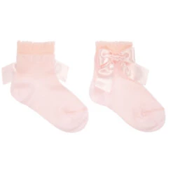 La Perla Girls Pink Cotton Bow Socks