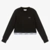 Lacoste Girls Black Cotton Sweatshirt