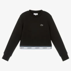 Lacoste Girls Black Cotton Sweatshirt
