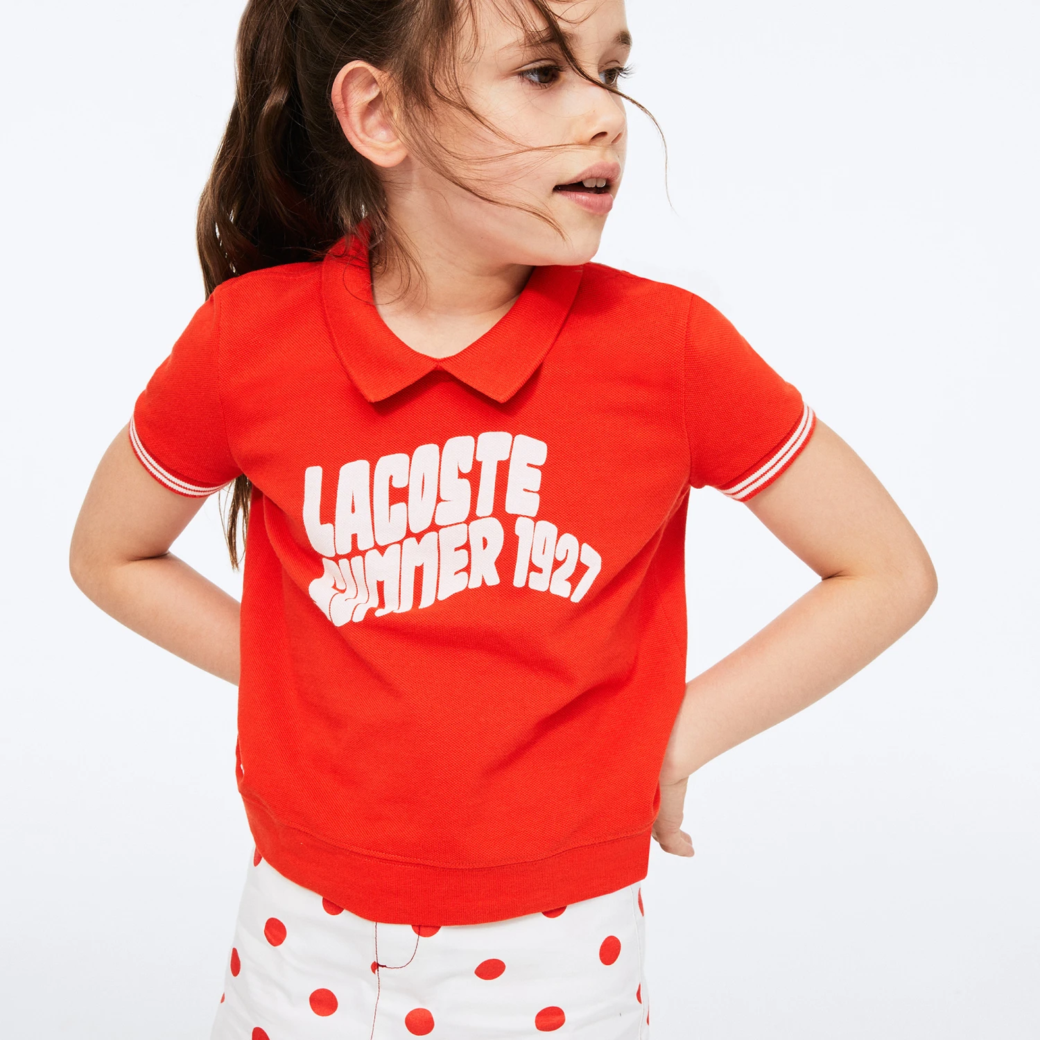 Lacoste Girls Red Cotton Polo Shirt 2 Lacoste Girls Red Cotton Polo Shirt - Image 2