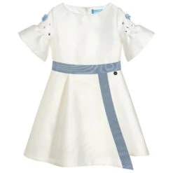 Lanvin Ivory & Blue Satin Dress