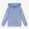 Lapin House Blue Velour Zip-Up Hooded Top