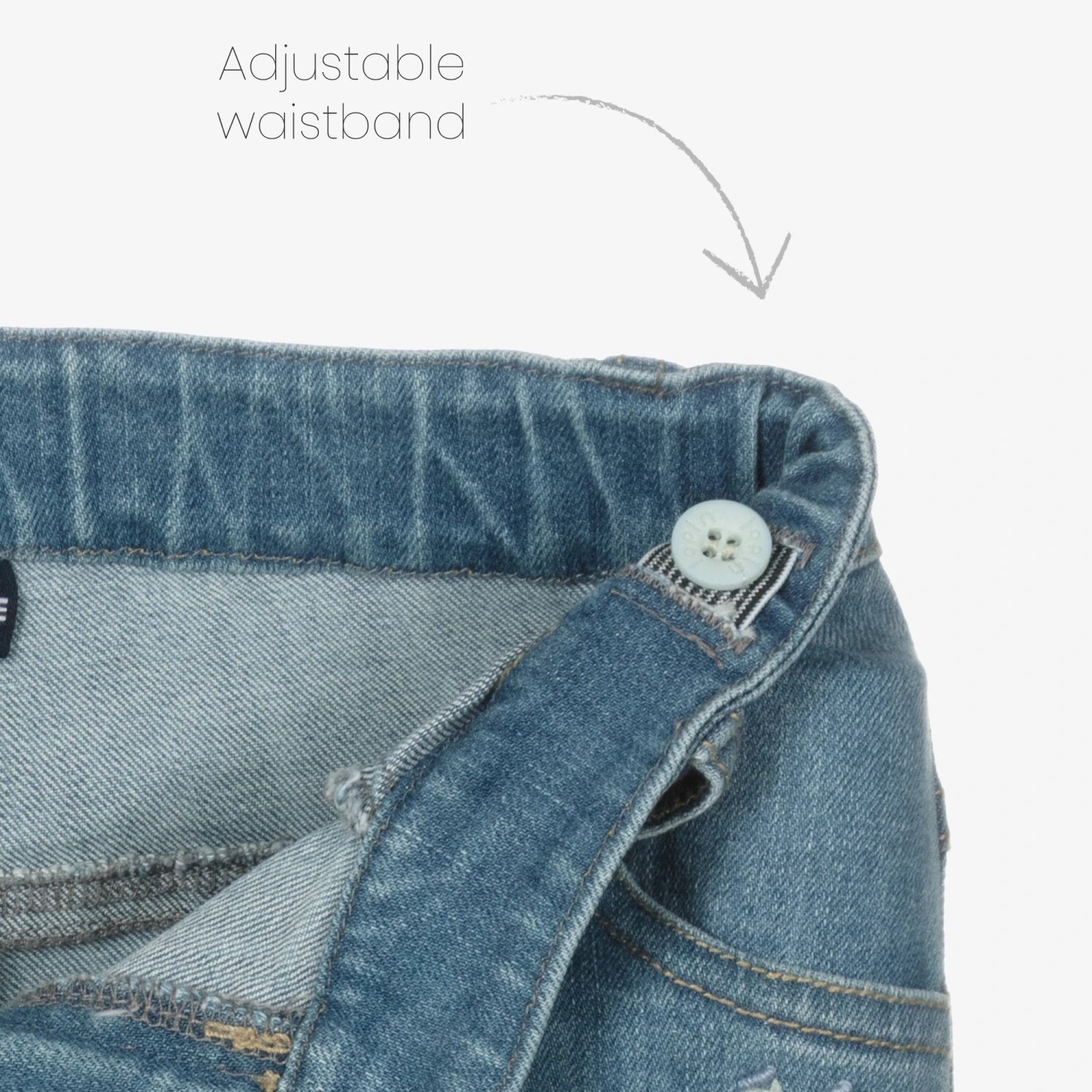 Lapin House Girls Blue Flowers Denim Jeans 4 Lapin House Girls Blue Flowers Denim Jeans - Image 4