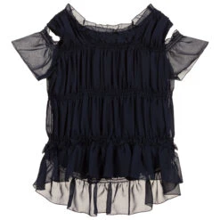 Lapin House Navy Blue Chiffon Blouse