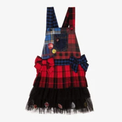 Lapin House Tartan & Tulle Pinafore Dress