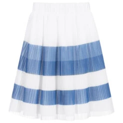 Lapin House White & Blue Mesh Skirt