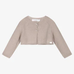 Laranjinha Girls Beige Knitted Cardigan