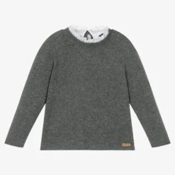 Laranjinha Girls Grey Wool Sweater