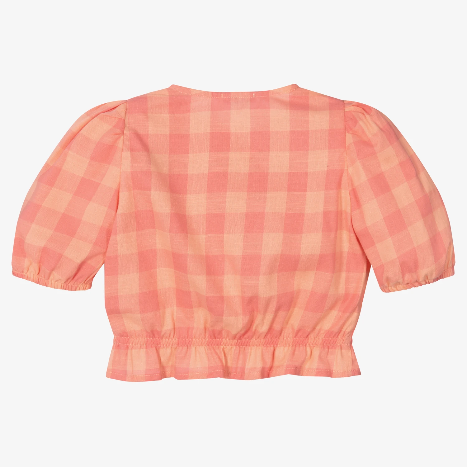 Laranjinha Girls Pink Check Cotton Blouse 2 Laranjinha Girls Pink Check Cotton Blouse - Image 2