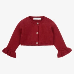 Laranjinha Girls Red Knitted Cardigan