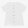 Laranjinha Girls White Cotton Pointelle Blouse
