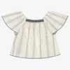 Laranjinha Ivory Striped Cotton Blouse