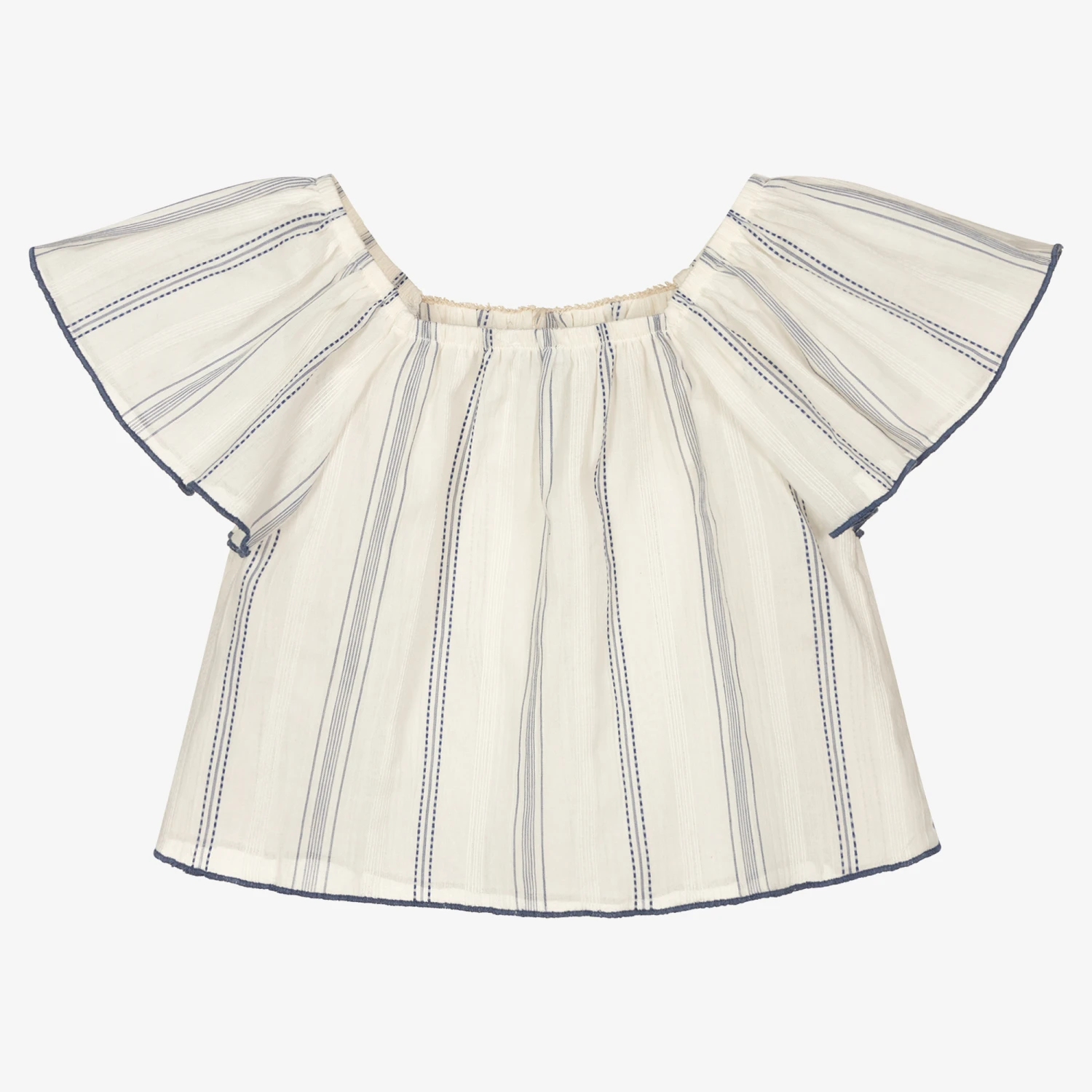 Laranjinha Ivory Striped Cotton Blouse 2 Laranjinha Ivory Striped Cotton Blouse - Image 2