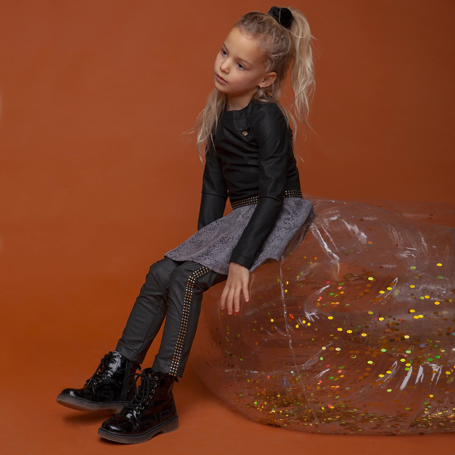 Le Chic Girls Black Glitter Trousers 2 Le Chic Girls Black Glitter Trousers - Image 2