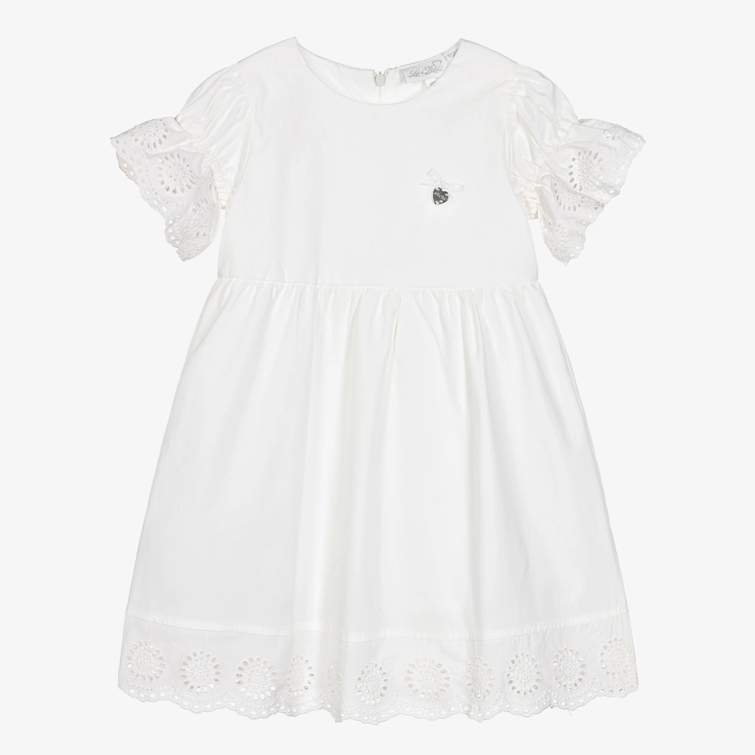 Le Chic Girls Ivory Broderie Anglaise Cotton Dress 1 Le Chic Girls Ivory Broderie Anglaise Cotton Dress
