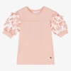 Le Chic Girls Pink Cotton Tulle Sleeve Top