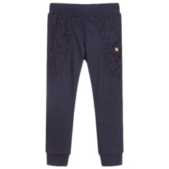 Le Chic Navy Blue Joggers With Lace