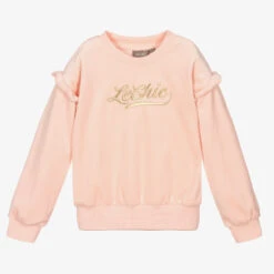 Le Chic Pink Velour Logo Sweatshirt