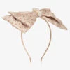 Le Mu Girls Beige Polka Dot Bow Hairband