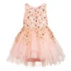 Le Mu Girls Pink Embroidered Dress