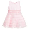 Le Mu Girls Pink Tiered Tulle Dress
