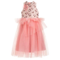 Le Mu Pink Tulle & Jacquard Dress